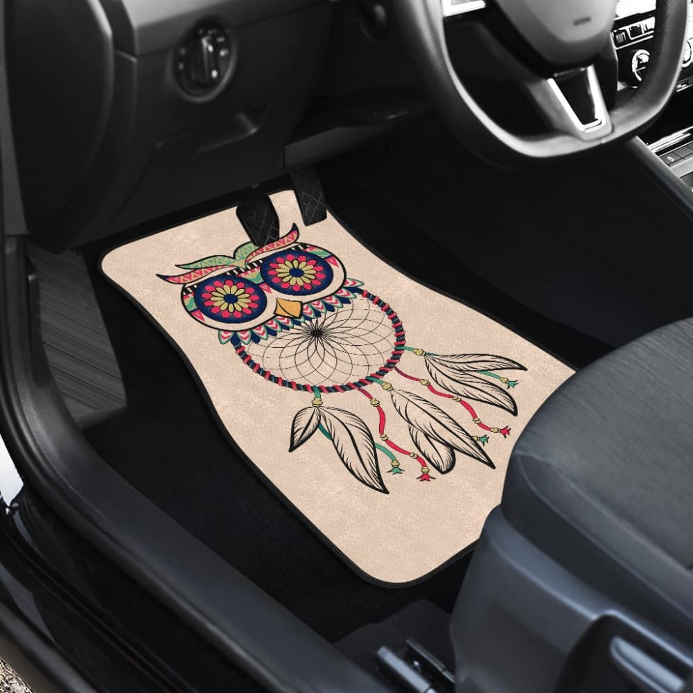 Cute Native American Owl Dreamcatcher Pink Themed Car Floor Mats