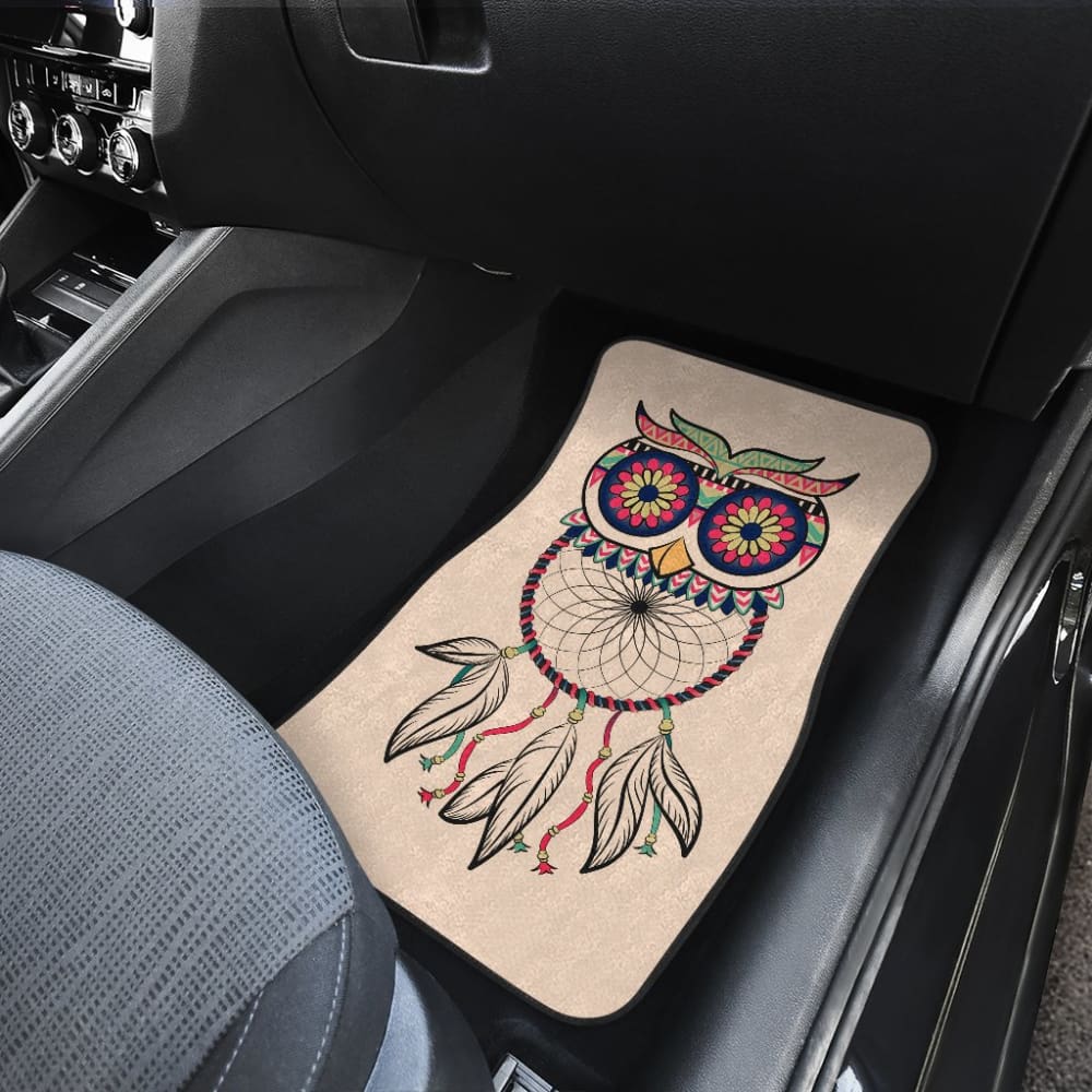 Cute Native American Owl Dreamcatcher Pink Themed Car Floor Mats