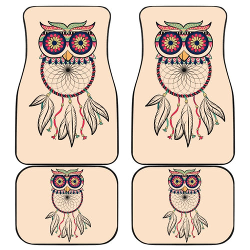 Cute Native American Owl Dreamcatcher Pink Themed Car Floor Mats