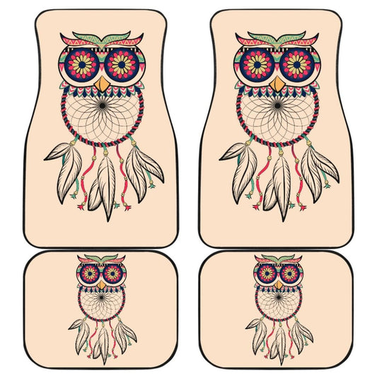 Cute Native American Owl Dreamcatcher Pink Themed Car Floor Mats