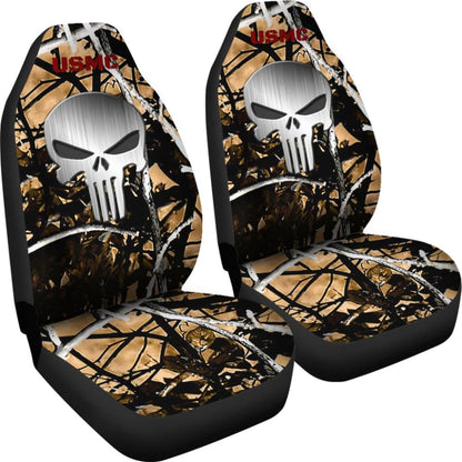 Outshine Camouflage US Marine Corps Punisher Print Design Car Seat Covers