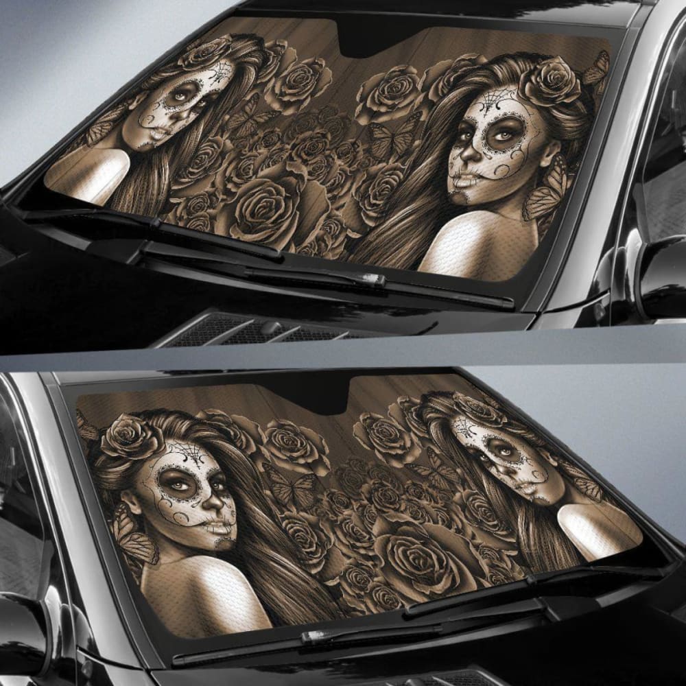 Calavera Girl - Sepia - Auto Sun Shade