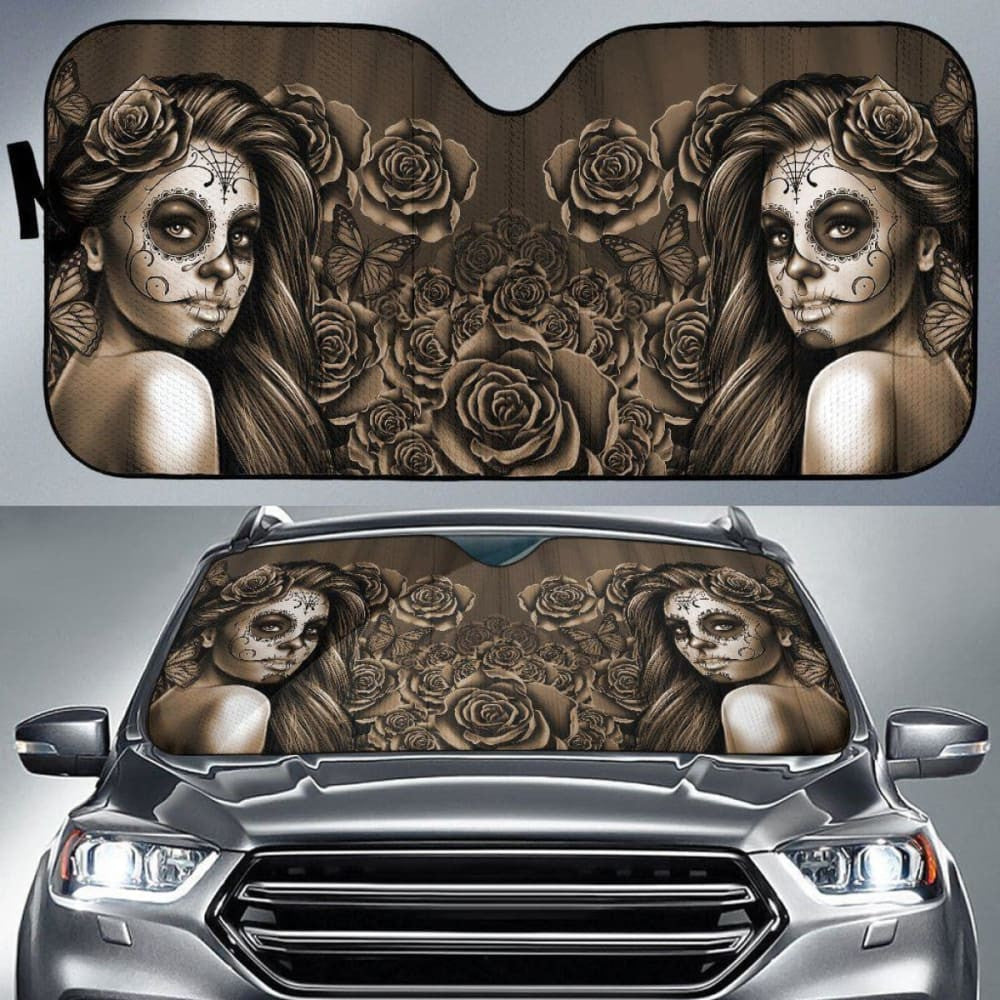 Calavera Girl - Sepia - Auto Sun Shade