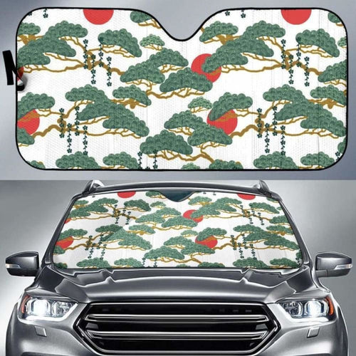 Bonsai Red Sun Japanese Pattern Car Auto Sun Shades