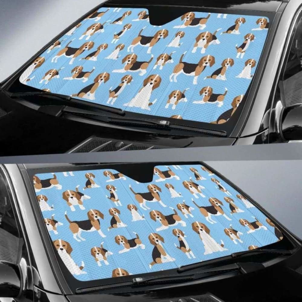 Beagle Dog Blue Background Pattern Car Auto Sun Shades