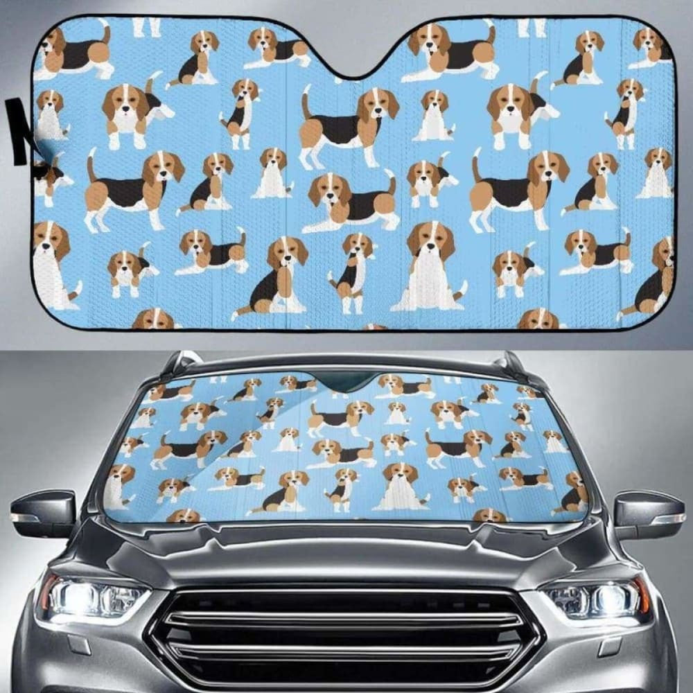 Beagle Dog Blue Background Pattern Car Auto Sun Shades