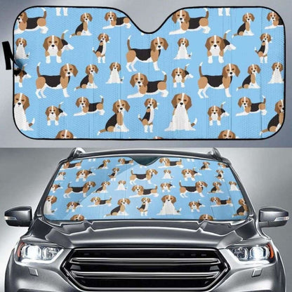 Beagle Dog Blue Background Pattern Car Auto Sun Shades