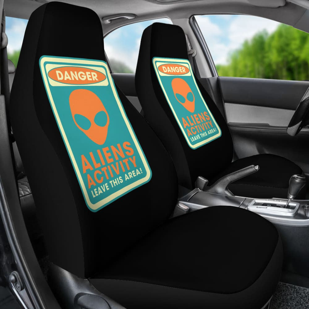 Danger Sign Aliens Activity Leave This Area Car Seat Covers Custom