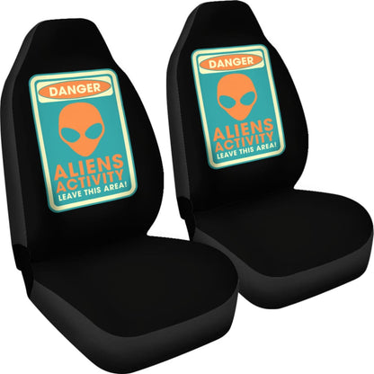Danger Sign Aliens Activity Leave This Area Car Seat Covers Custom