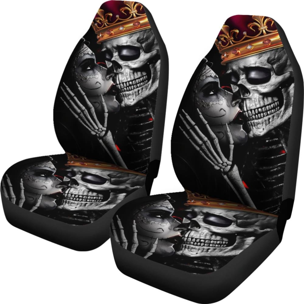 Calavera Sugar Skull King And Queen Kissing Car Seat Covers