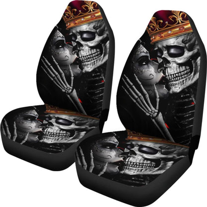 Calavera Sugar Skull King And Queen Kissing Car Seat Covers