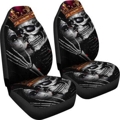Calavera Sugar Skull King And Queen Kissing Car Seat Covers