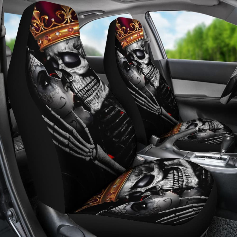 Calavera Sugar Skull King And Queen Kissing Car Seat Covers