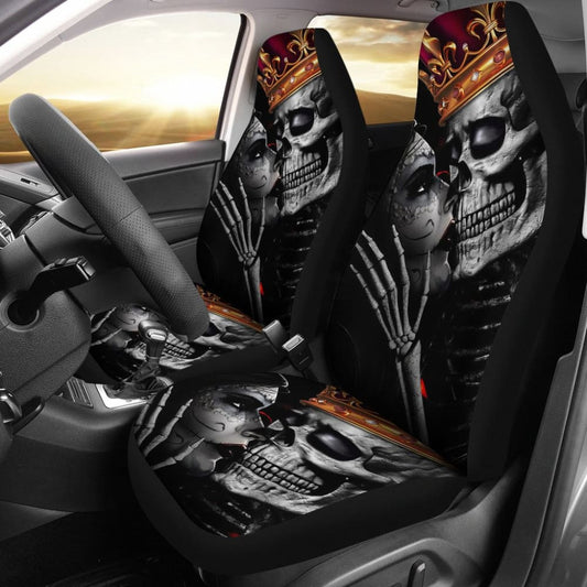 Calavera Sugar Skull King And Queen Kissing Car Seat Covers