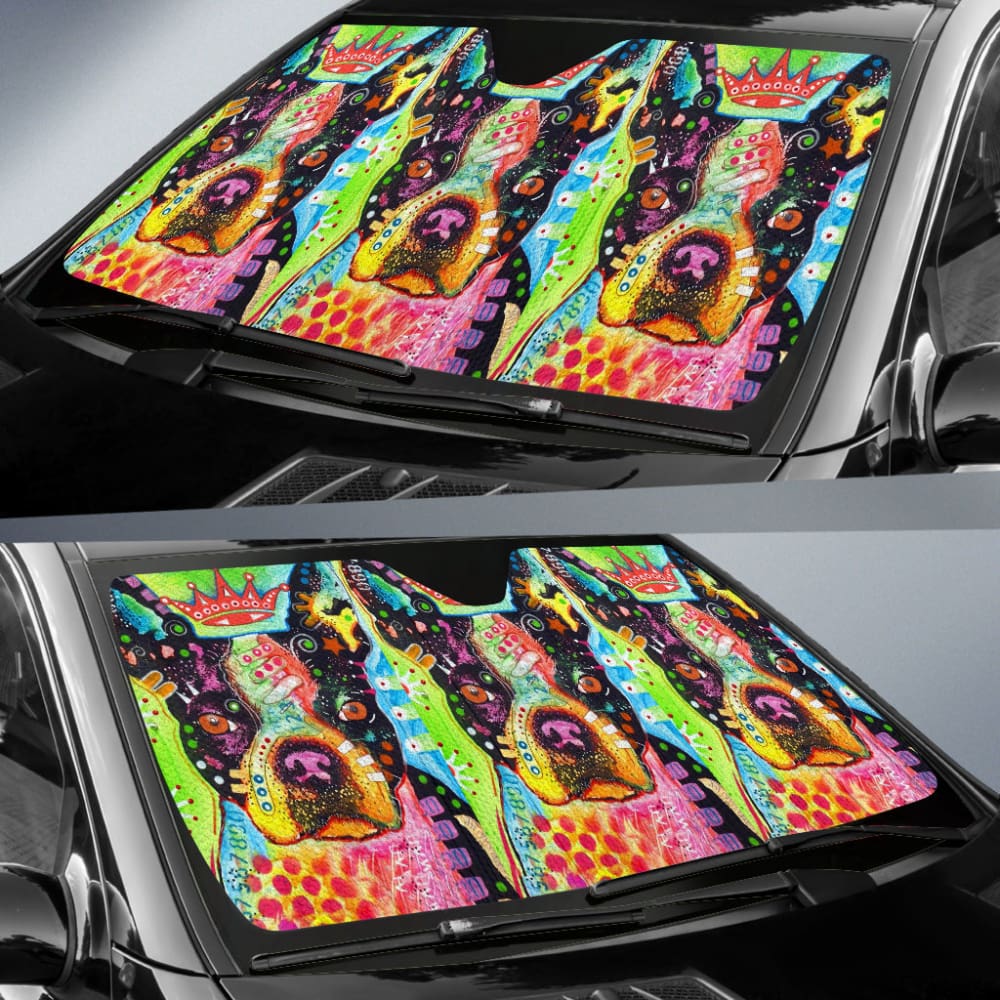 Pitbull Dog Colorful Watercolor Car Auto Sun Shades