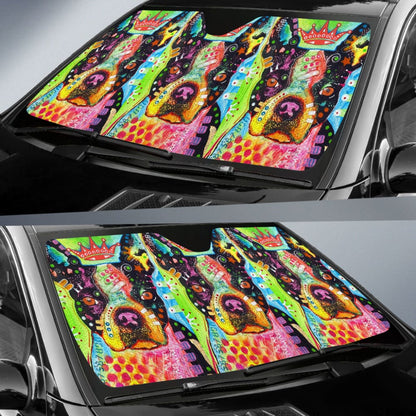 Pitbull Dog Colorful Watercolor Car Auto Sun Shades