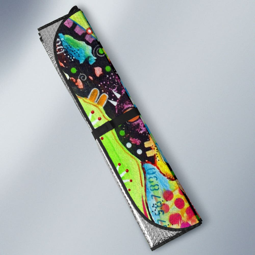 Pitbull Dog Colorful Watercolor Car Auto Sun Shades