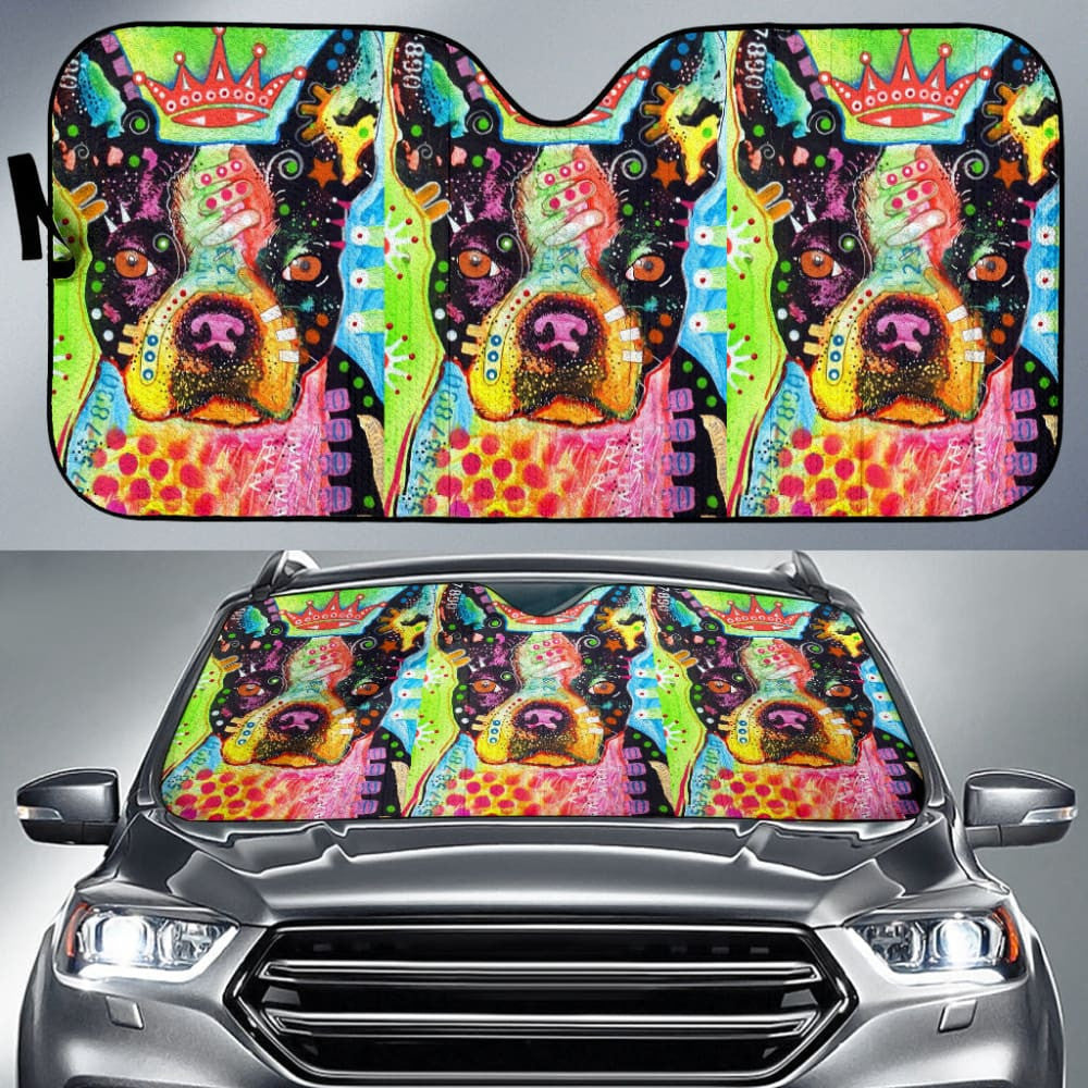 Pitbull Dog Colorful Watercolor Car Auto Sun Shades