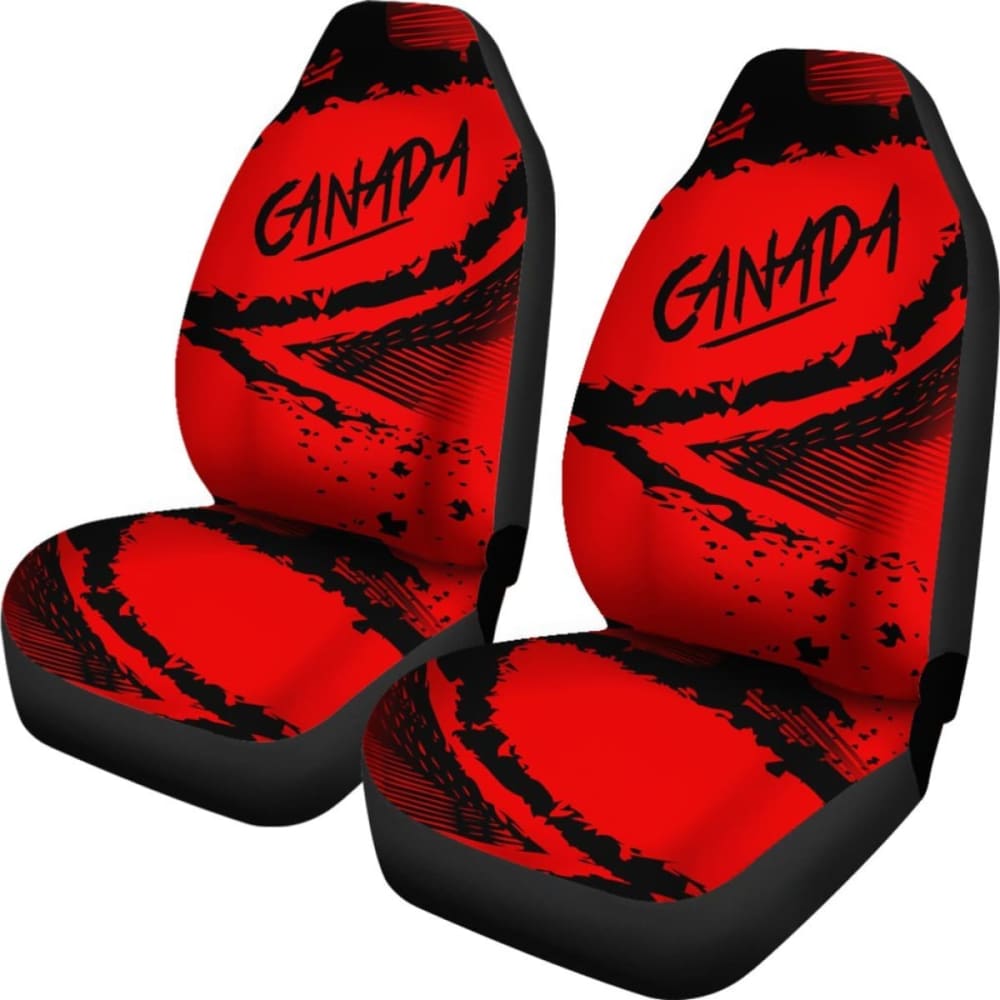 Canada Car Seat Covers Red Black Color Blur Style