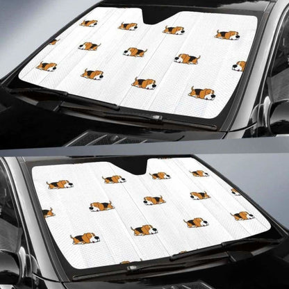 Cute Beagle Dog Sleeping Pattern Car Auto Sun Shades