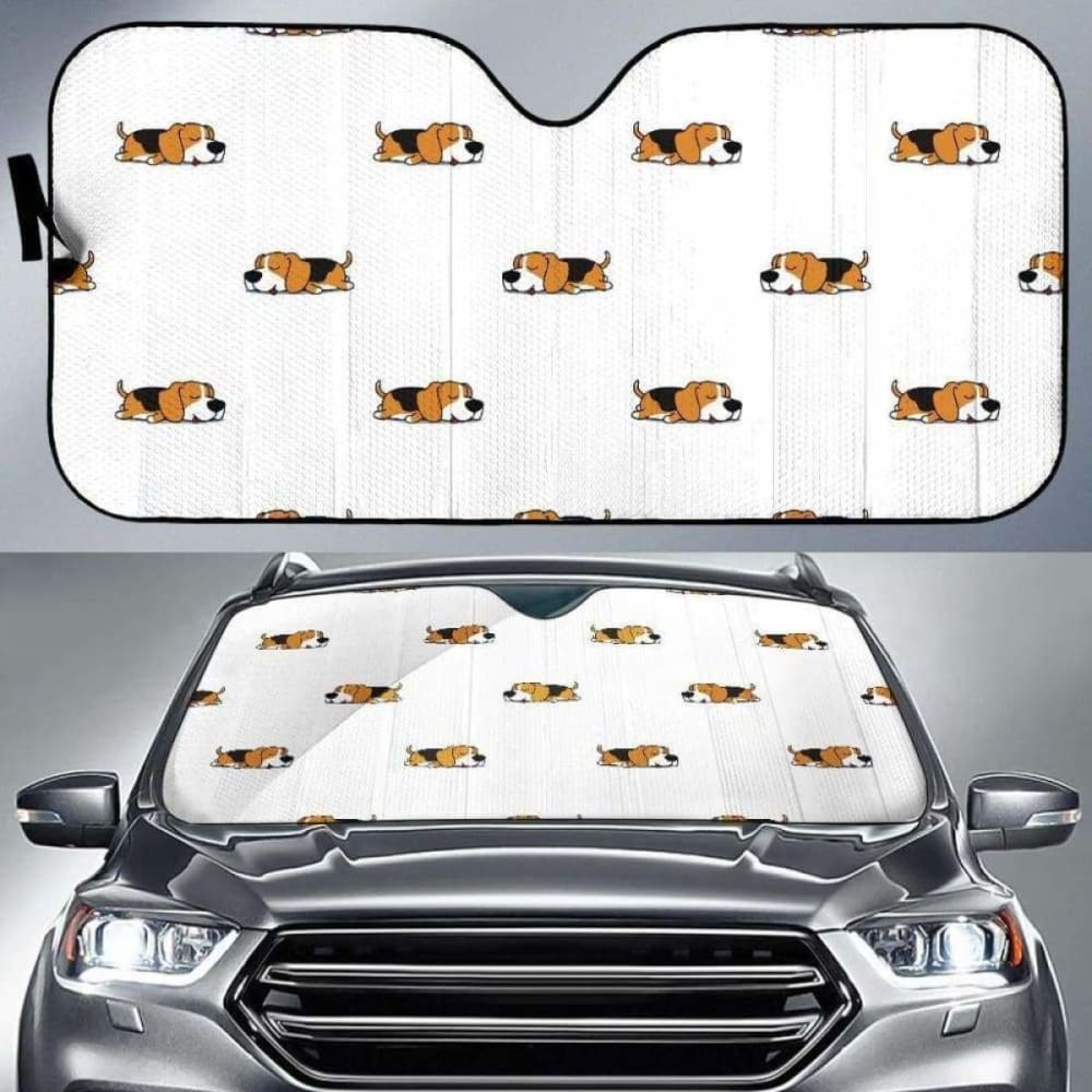 Cute Beagle Dog Sleeping Pattern Car Auto Sun Shades