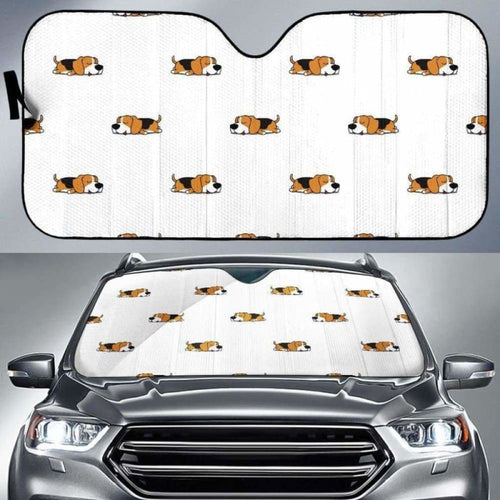 Cute Beagle Dog Sleeping Pattern Car Auto Sun Shades