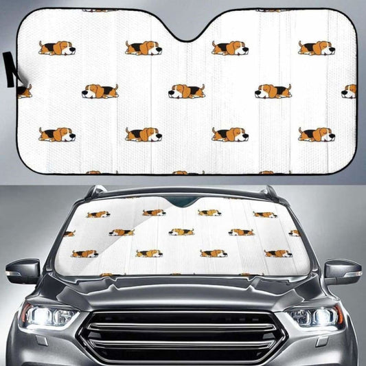 Cute Beagle Dog Sleeping Pattern Car Auto Sun Shades