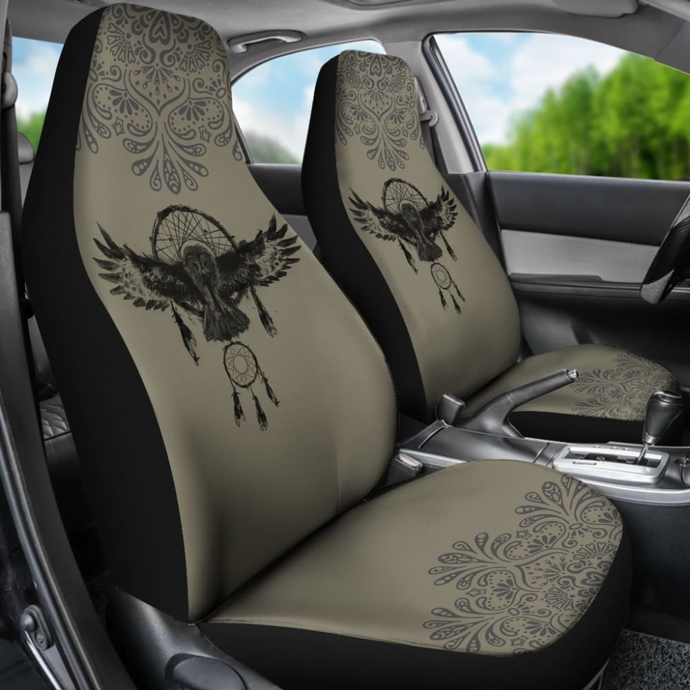 Dark Owl Dreamcatcher Native American Car Seat Covers