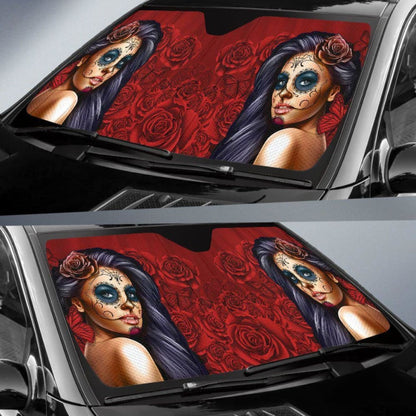 Calavera Girl - Red - Auto Sun Shade