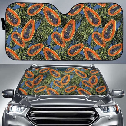 Colorful Papaya Tropical Leaves Car Auto Sun Shades