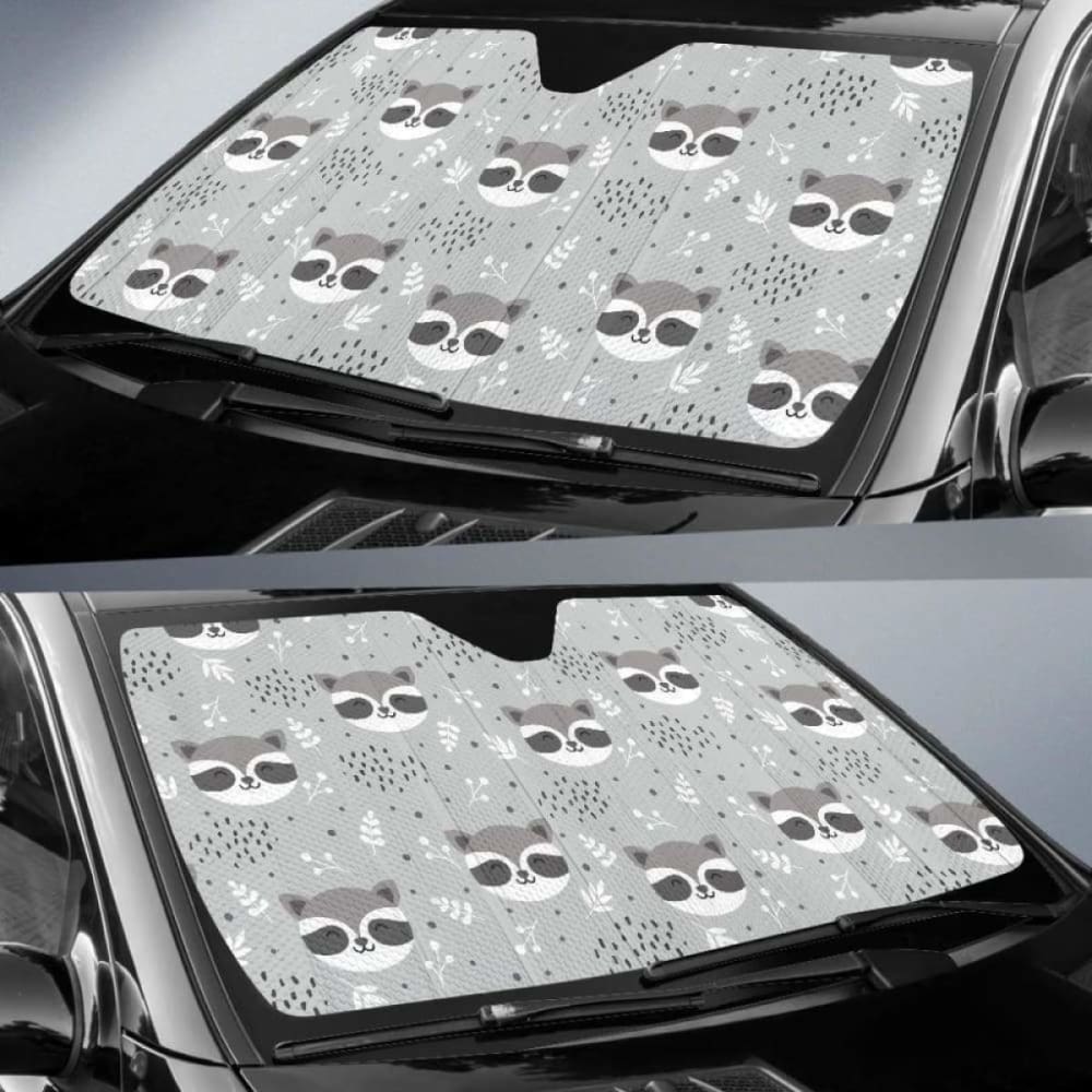 Cute Raccoons Leaves Dot Car Auto Sun Shades