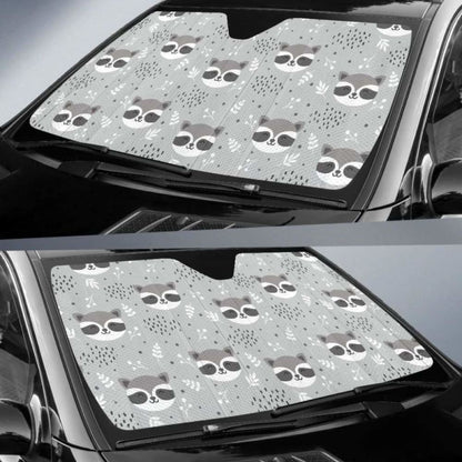 Cute Raccoons Leaves Dot Car Auto Sun Shades