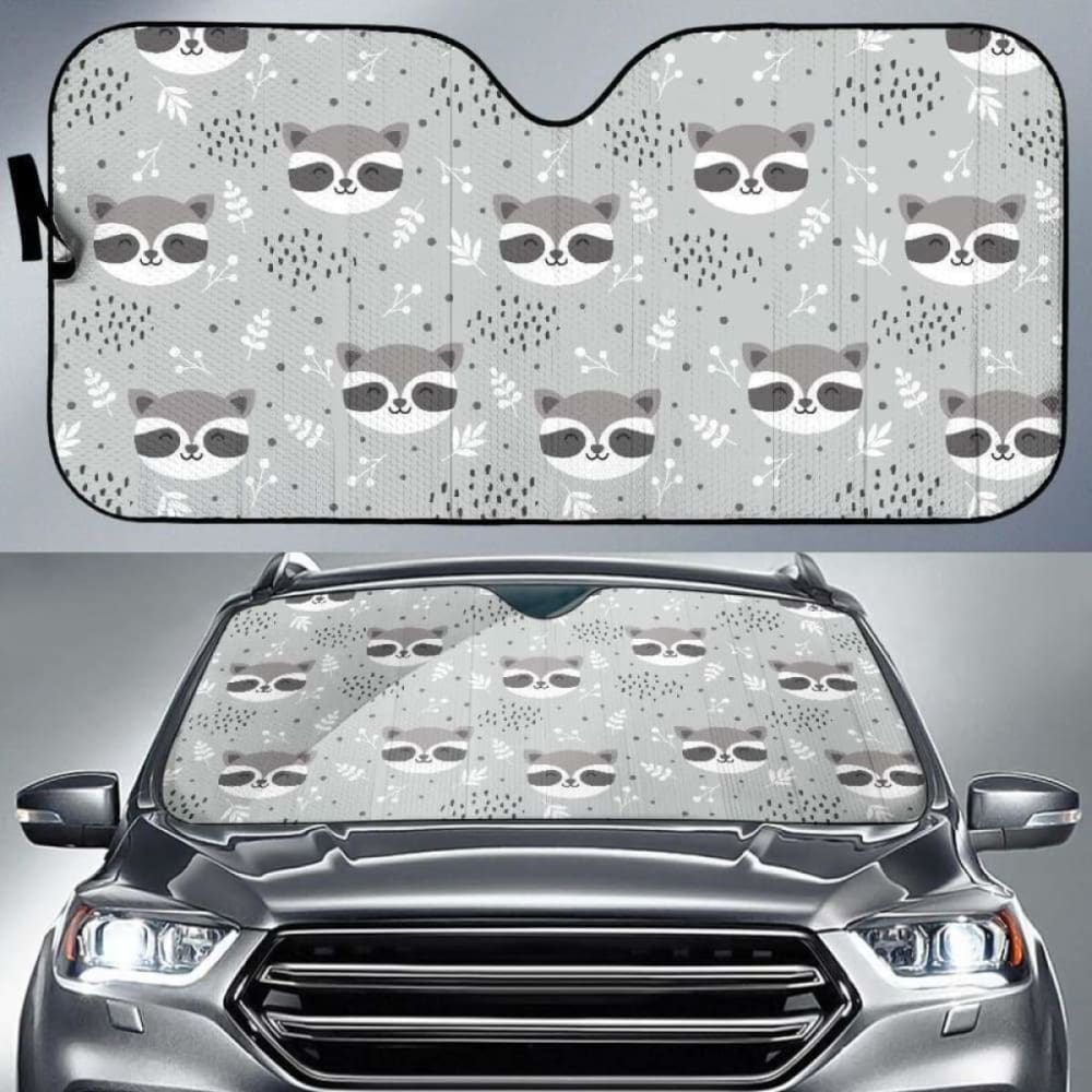 Cute Raccoons Leaves Dot Car Auto Sun Shades
