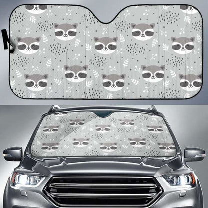 Cute Raccoons Leaves Dot Car Auto Sun Shades