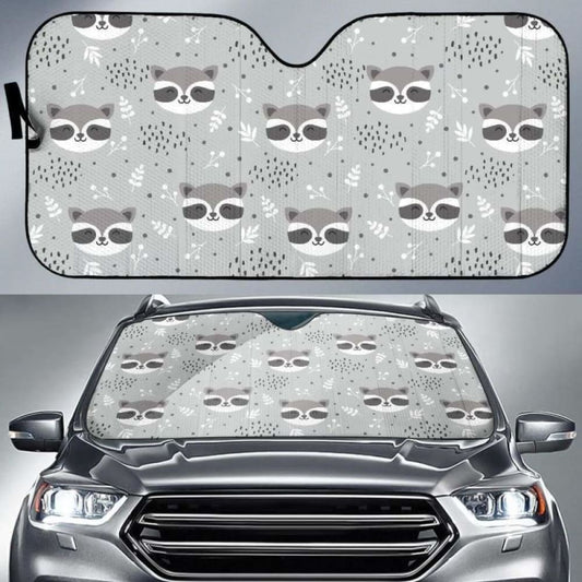 Cute Raccoons Leaves Dot Car Auto Sun Shades
