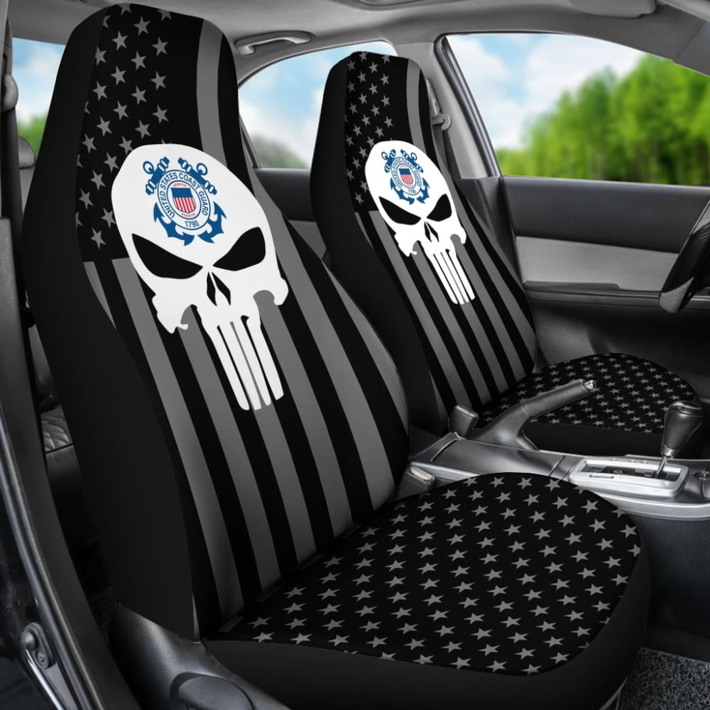 Black American Flag US Coast Guard Car Seat Covers