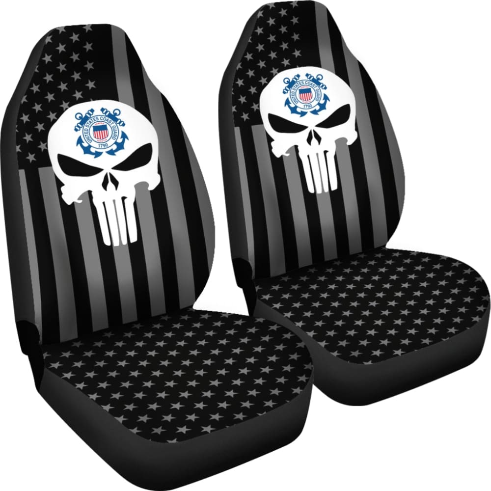 Black American Flag US Coast Guard Car Seat Covers