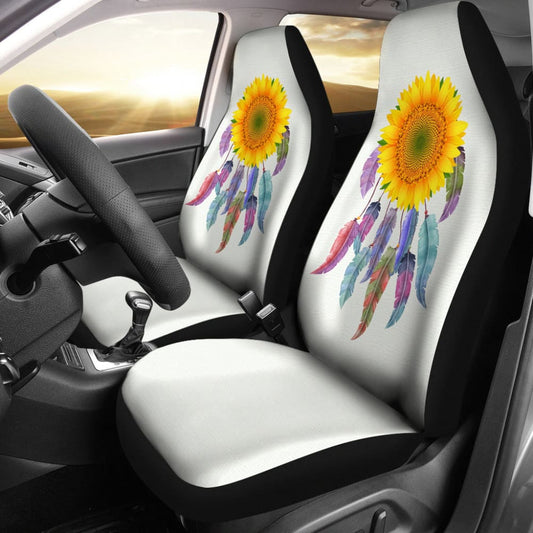 Yellow Sunflower Dreamcatcher Car Decoration Car Seat Covers
