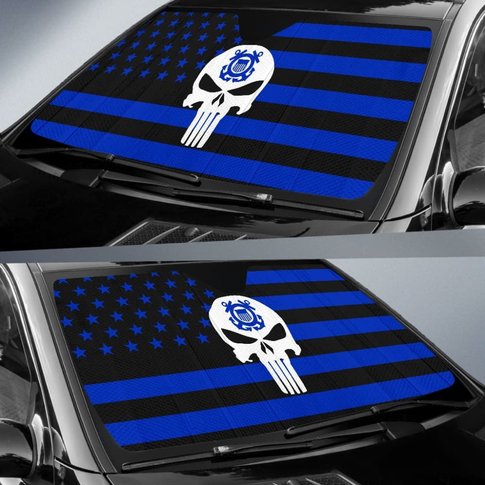 Blue Star Stripes American Flag US Coast Guard Car Auto Sun Shades