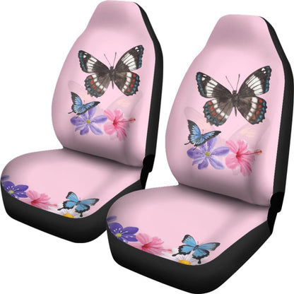 Floral Colorful Butterflies Pink Themed Car Seat Covers