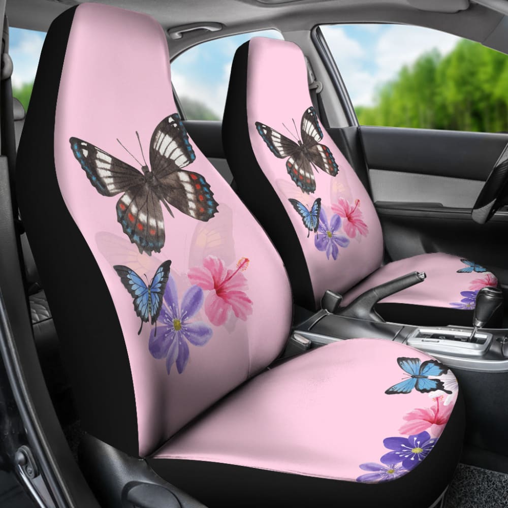 Floral Colorful Butterflies Pink Themed Car Seat Covers