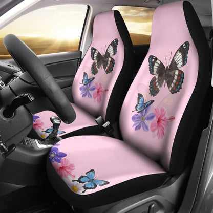 Floral Colorful Butterflies Pink Themed Car Seat Covers