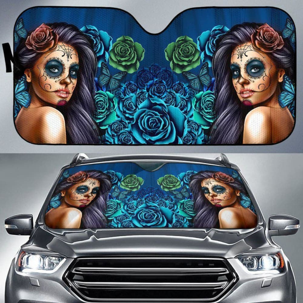 Calavera Girl - Blue - Auto Sun Shade