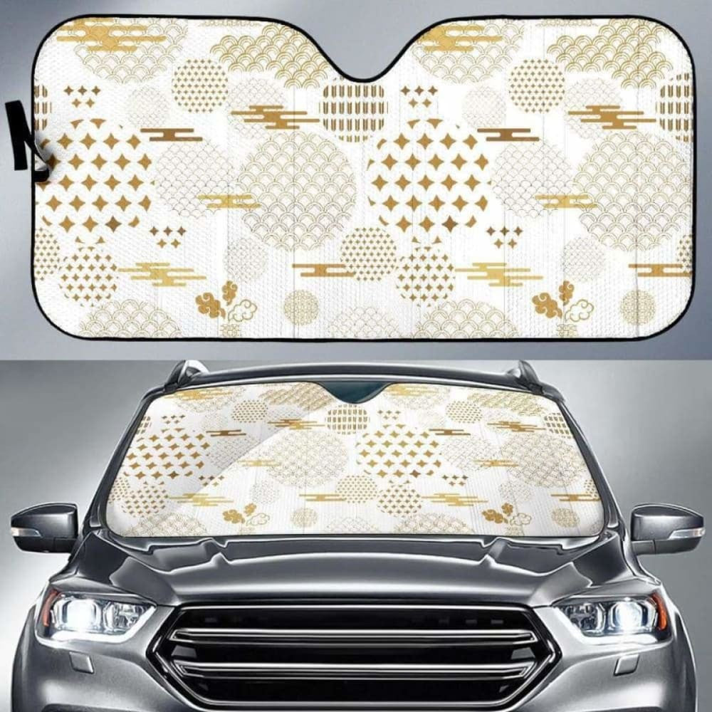 Beautiful Gold Japanese Pattern Car Auto Sun Shades