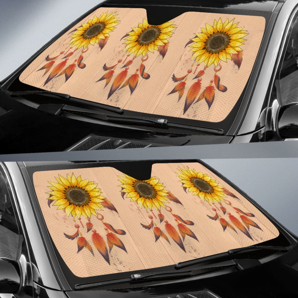 Beautiful Sunflowers Dreamcatcher Car Auto Sun Shades