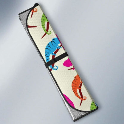 Colorful Chameleon Lizard Pattern Car Auto Sun Shades