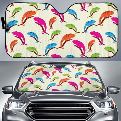Colorful Chameleon Lizard Pattern Car Auto Sun Shades