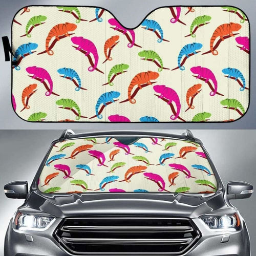 Colorful Chameleon Lizard Pattern Car Auto Sun Shades
