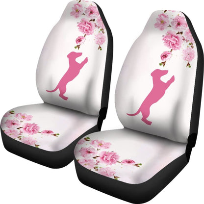 Pink Dachshund And Floral For Flower And Dog Lovers Car Seat Covers