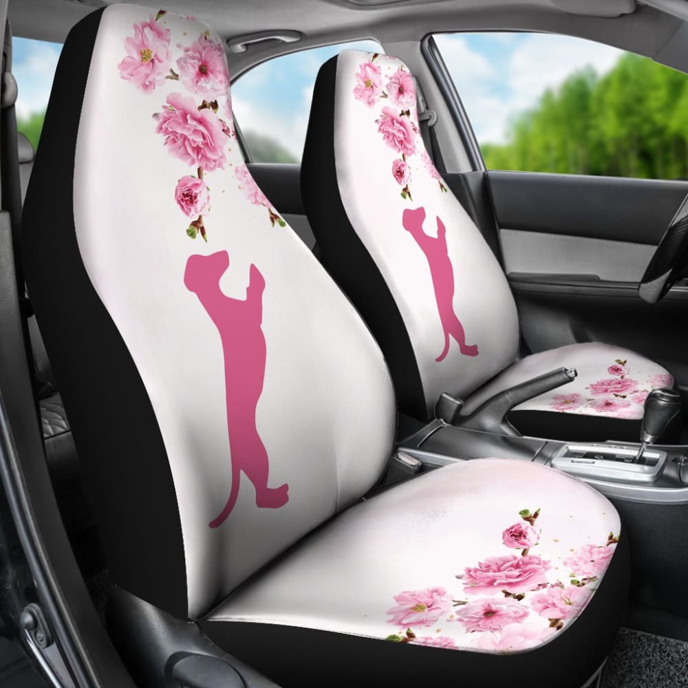 Pink Dachshund And Floral For Flower And Dog Lovers Car Seat Covers